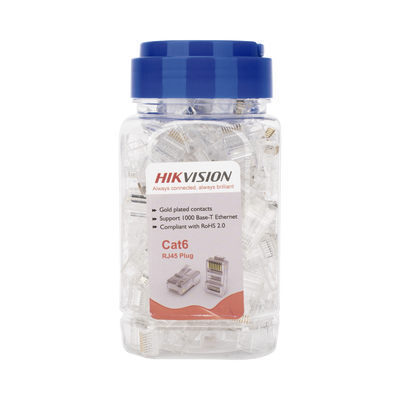 Bote con 100 Piezas de Plug Modular RJ45 / Cat 6 / Chapado en Oro a 30 Micras / Sin Blindaje / Facil Instalación / Uso Interior / Soporta Norma TIA-568B / Cumple con RoHS 2.0