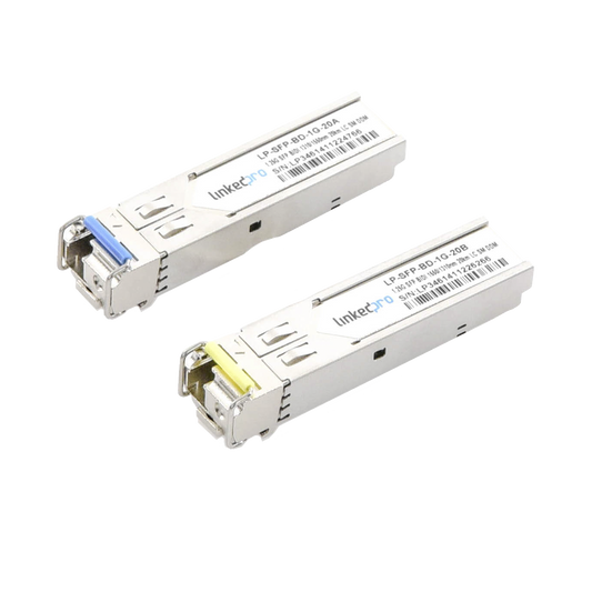 Transceptores Ãpticos Bidireccionales SFP (Mini-Gbic) / Monomodo 1310 & 1550 nm / 1.25 Gbps / 1000BASE-BX / Conector LC/UPC Simplex / DDM / Hasta 20 km / 2 Piezas